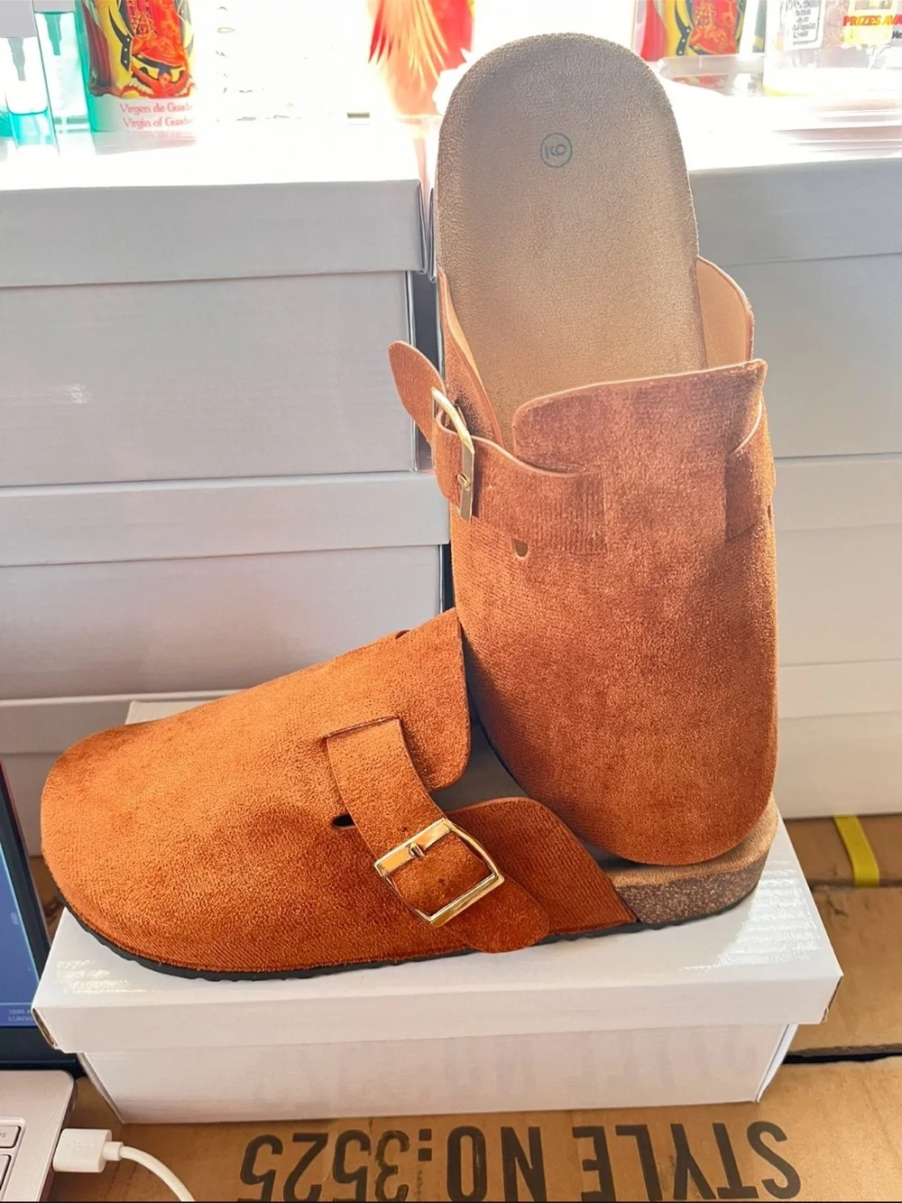 Kids Suede Buckle Clog - Brown